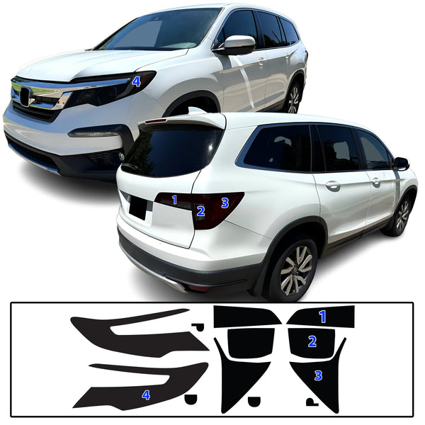 Full Headlight Taillight Precut Smoked PPF Tint Kit Film Overlay Fits Honda Pilot 2016-2022