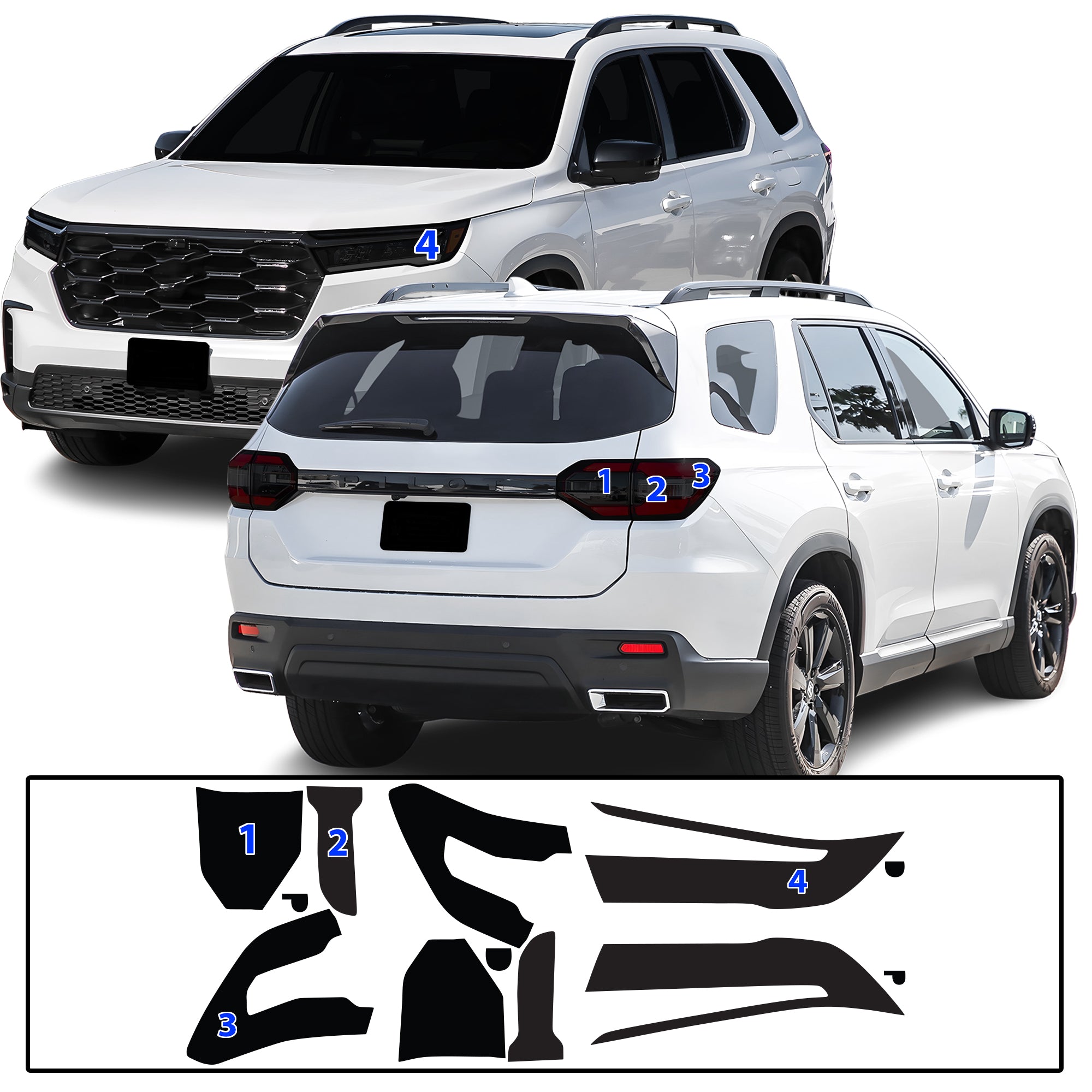 Honda Pilot 2023–2026 Dark Smoke Headlight & Taillight Tint Kit – Precut Vinyl Lens Overlays