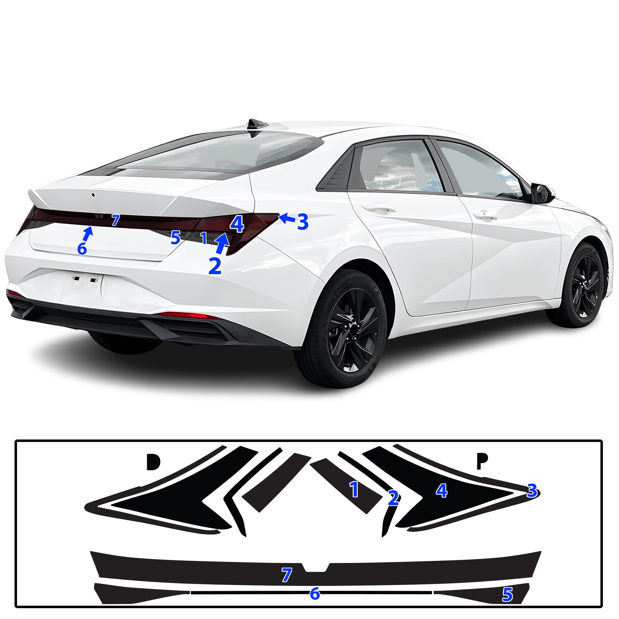 Hyundai Elantra 2021–2026 Dark Smoke Headlight & Taillight Tint Kit – Precut Vinyl Lens Overlays