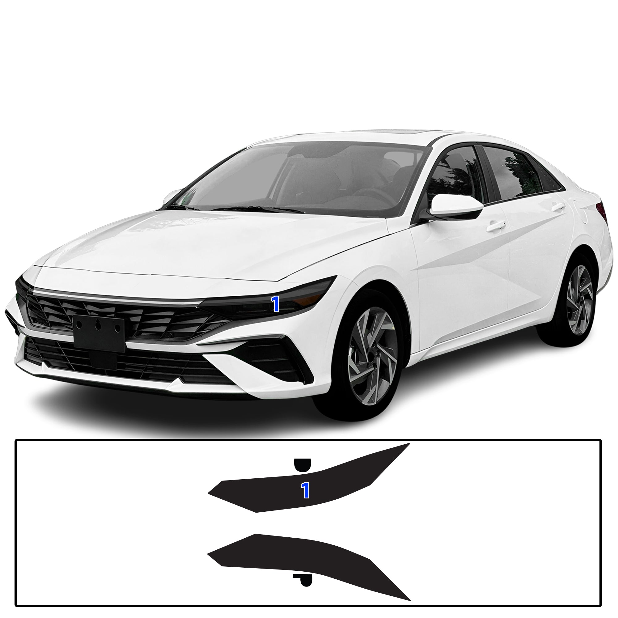 Hyundai Elantra 2024–2026 Dark Smoke Headlight & Taillight Tint Kit – Precut Vinyl Lens Overlays