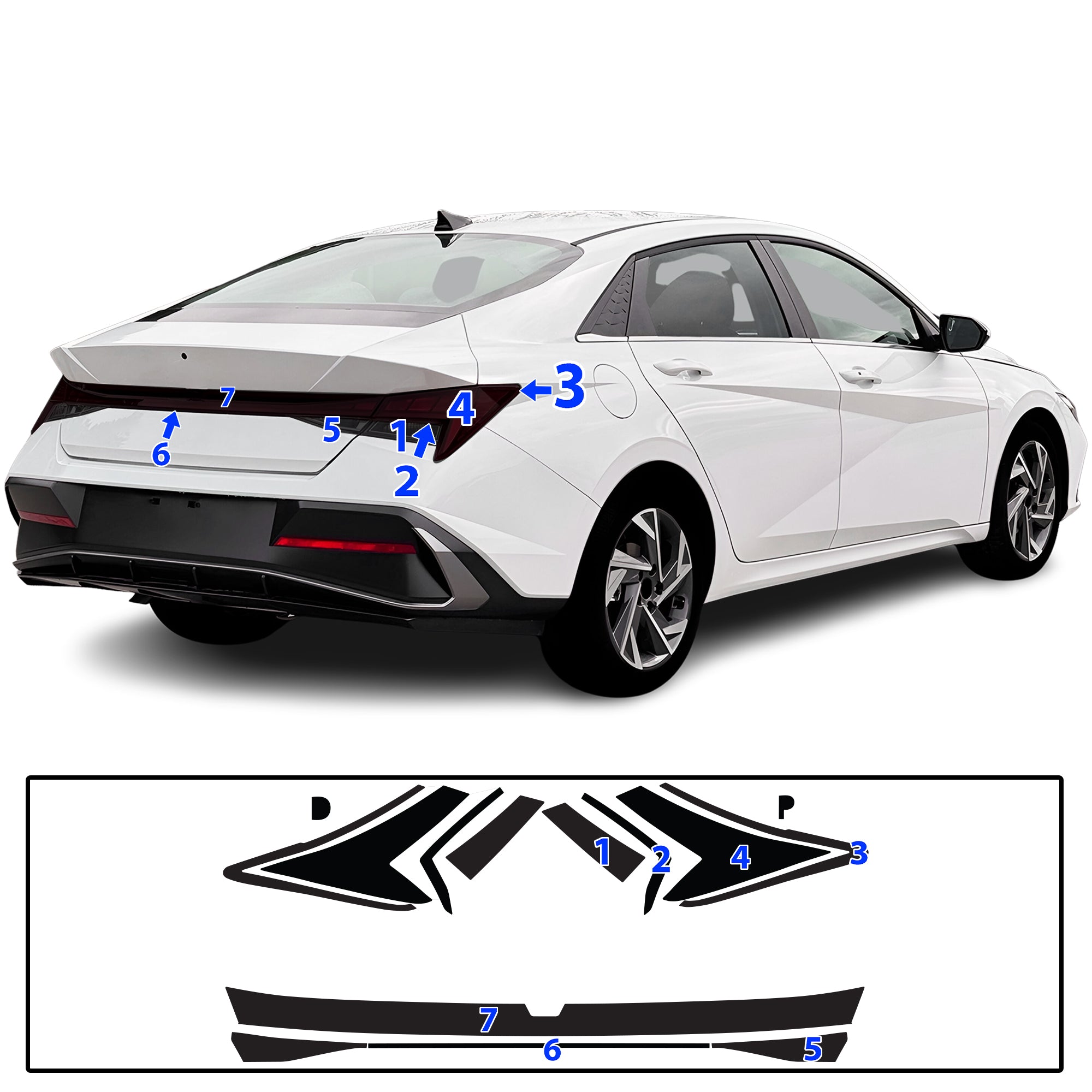 Hyundai Elantra 2024–2026 Dark Smoke Headlight & Taillight Tint Kit – Precut Vinyl Lens Overlays