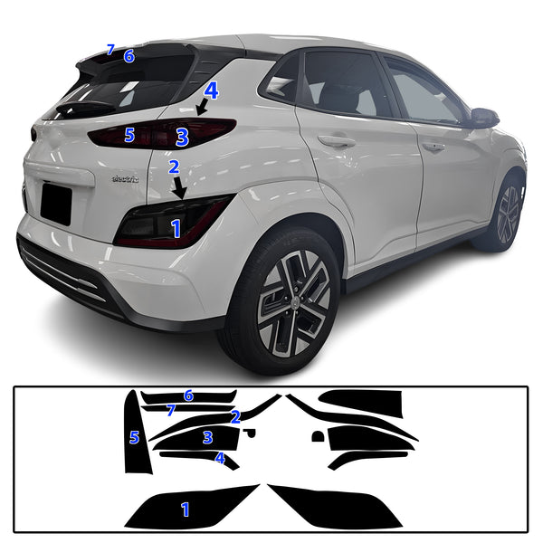 Full Headlight Taillight Precut Smoked PPF Tint Kit Film Overlay Fits Hyundai Kona Electric 2022-2023