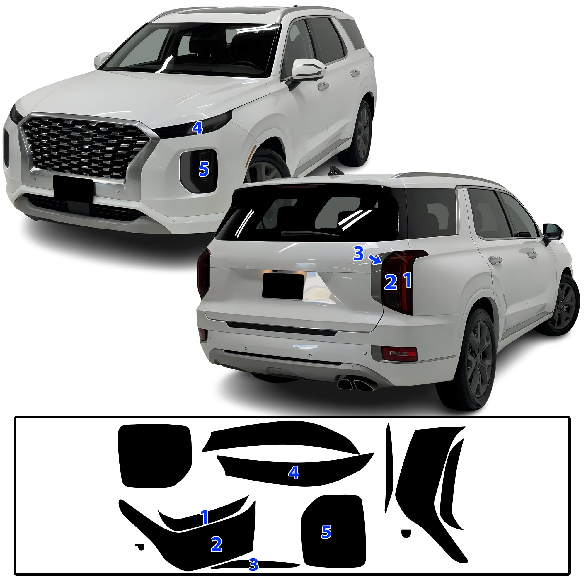 Hyundai Palisade 2020–2025 Dark Smoke Headlight & Taillight Tint Kit – Precut Vinyl Lens Overlays