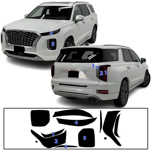 Full Headlight Taillight Precut Smoked PPF Tint Kit Film Overlay Fits Hyundai Palisade 2020-2025