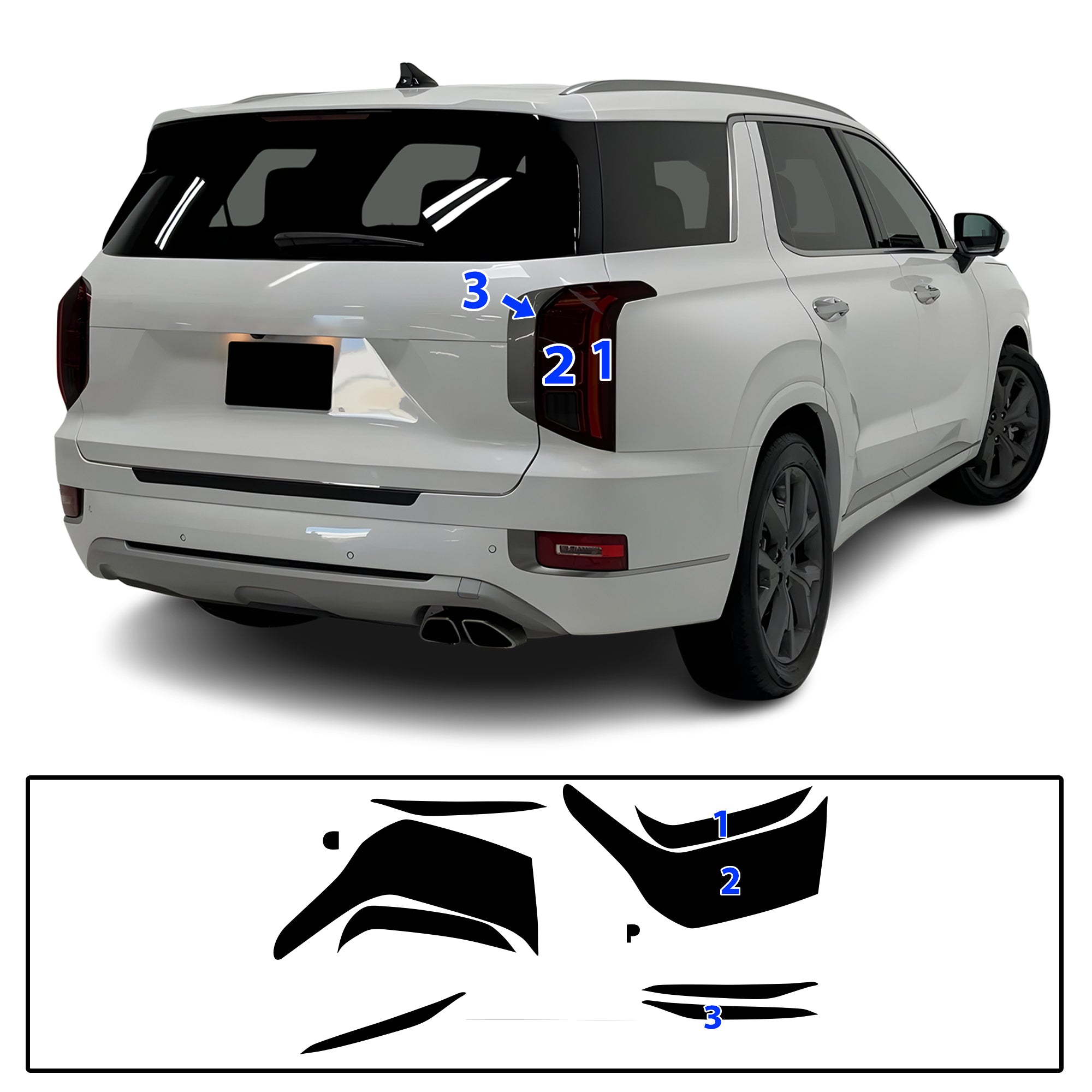 Hyundai Palisade 2020–2025 Dark Smoke Headlight & Taillight Tint Kit – Precut Vinyl Lens Overlays