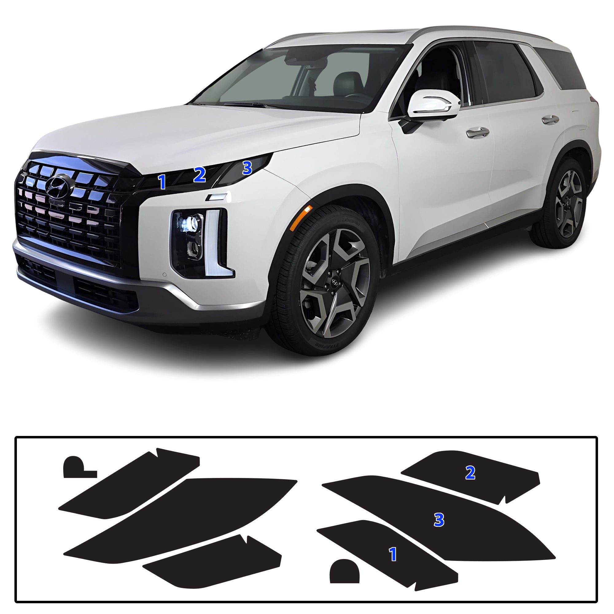 Hyundai Palisade 2020–2025 Dark Smoke Headlight & Taillight Tint Kit – Precut Vinyl Lens Overlays