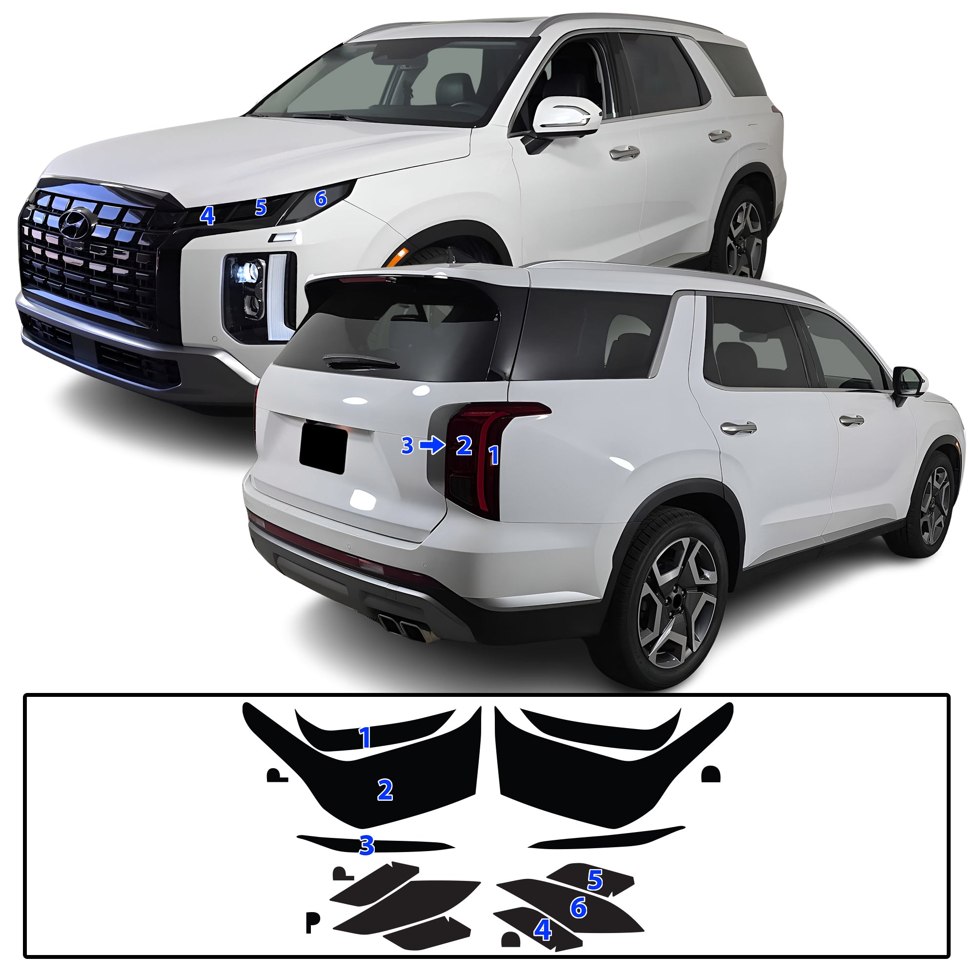 Hyundai Palisade 2020–2025 Dark Smoke Headlight & Taillight Tint Kit – Precut Vinyl Lens Overlays