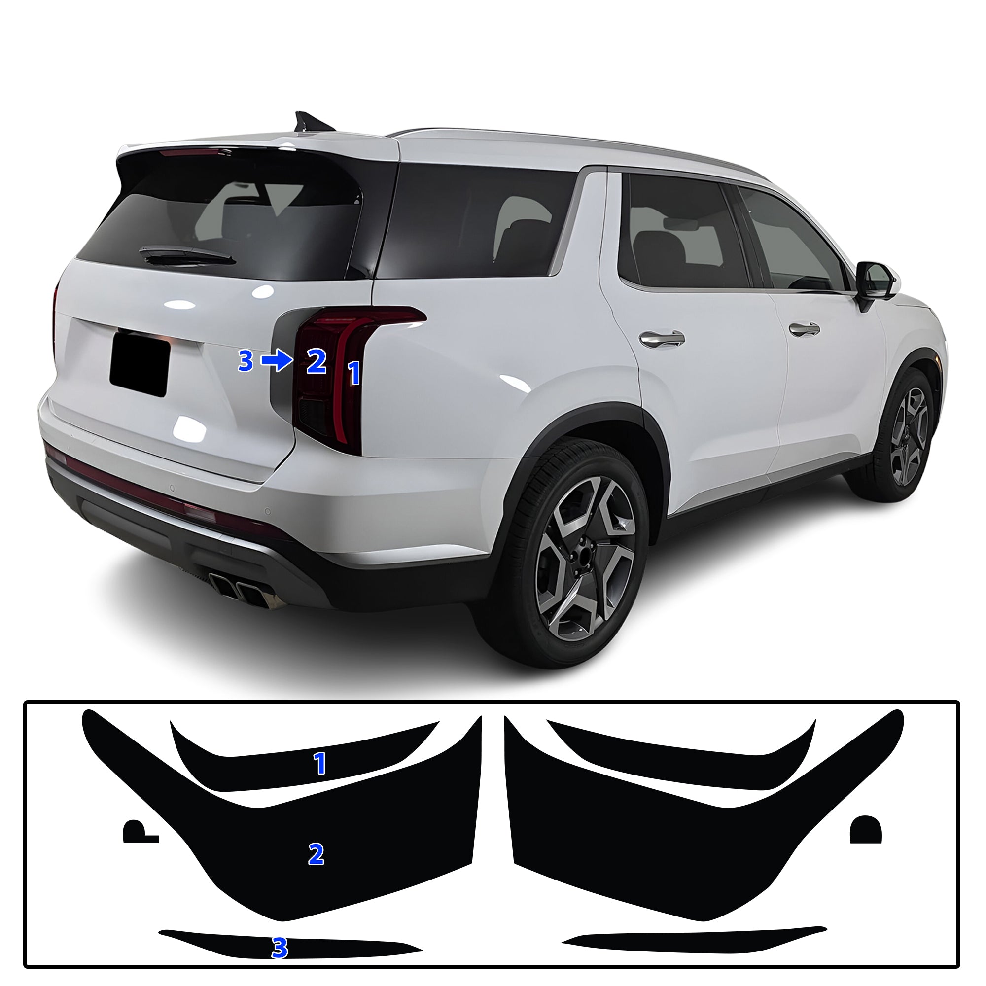 Hyundai Palisade 2020–2025 Dark Smoke Headlight & Taillight Tint Kit – Precut Vinyl Lens Overlays