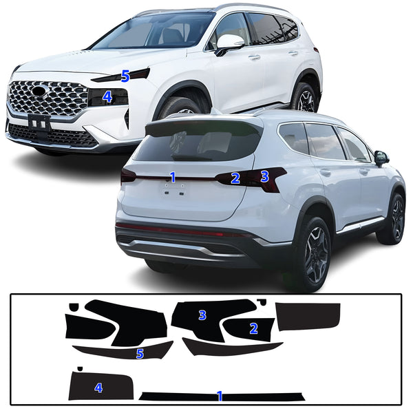 Full Headlight Taillight Precut Smoked PPF Tint Kit Film Overlay Fits Hyundai Santa Fe 2021-2023