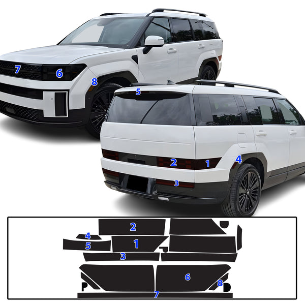 Fits Hyundai Santa Fe 2024-2026 Full Headlight Taillight Precut Smoked PPF Tint Kit Film Overlay