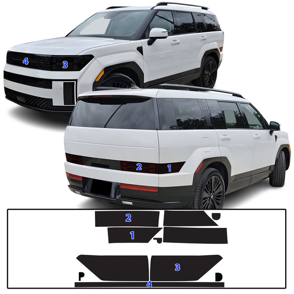 Fits Hyundai Santa Fe 2024-2026 Full Headlight Taillight Precut Smoked PPF Tint Kit Film Overlay