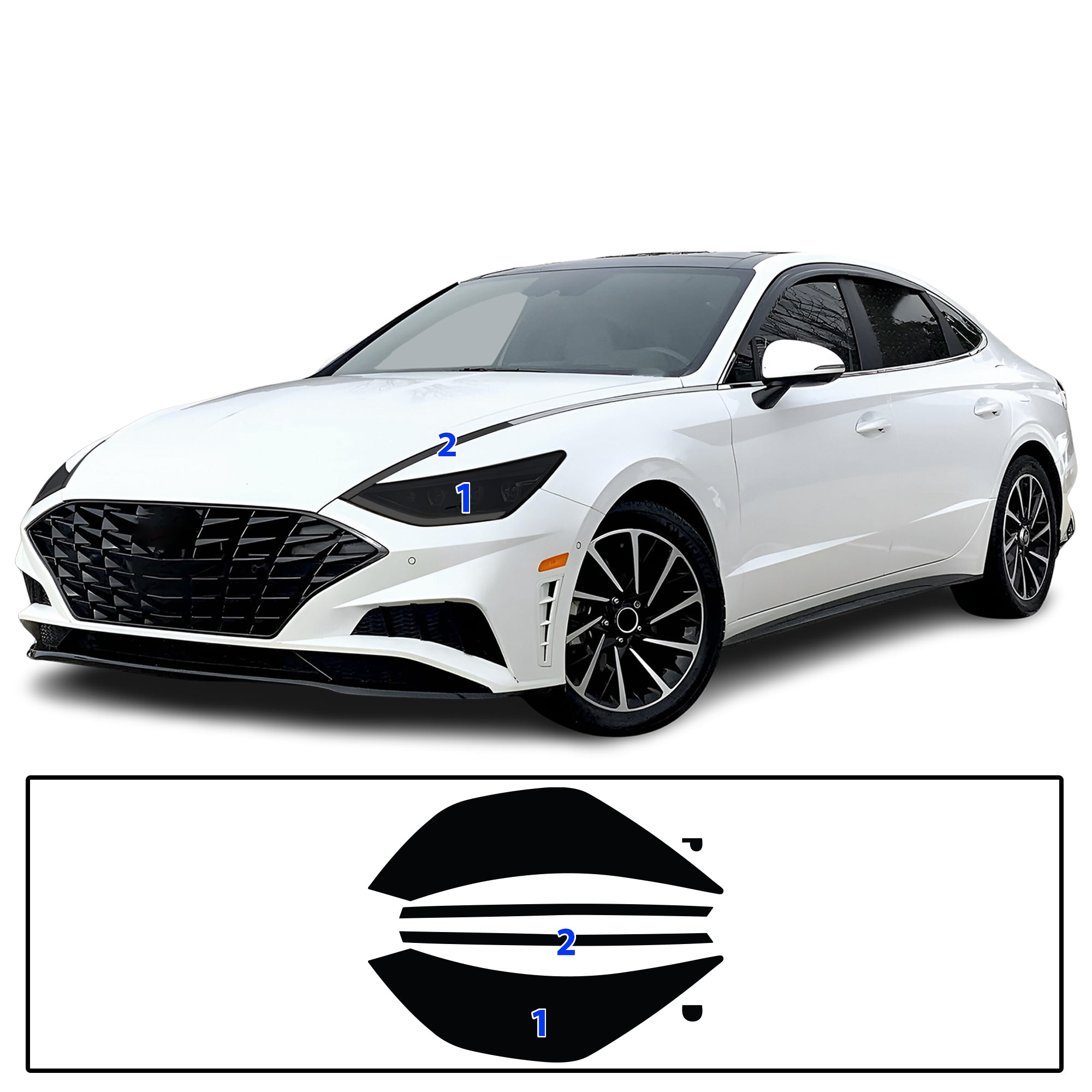 Hyundai Sonata 2020–2023 Dark Smoke Headlight & Taillight Tint Kit – Precut Vinyl Lens Overlays