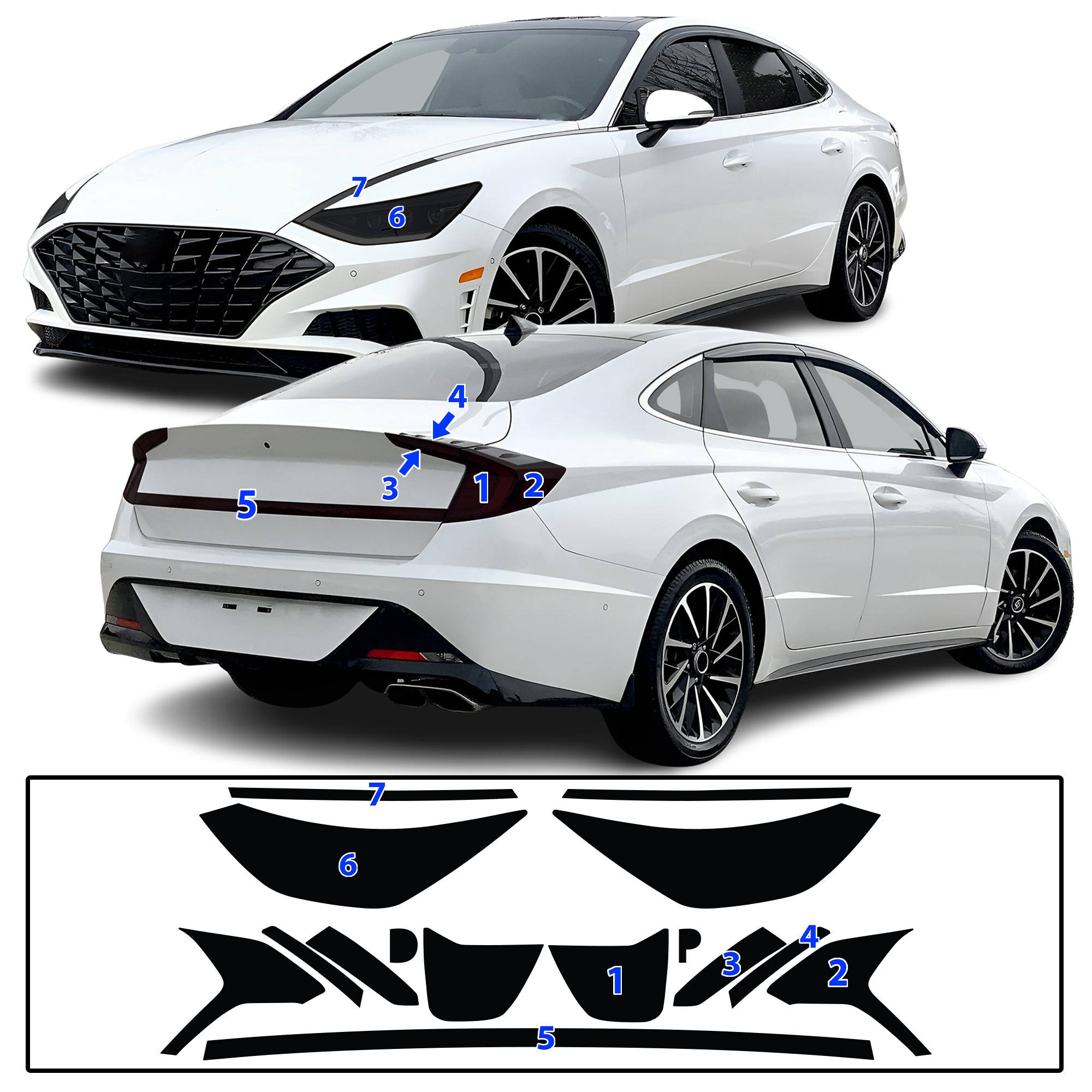 Hyundai Sonata 2020–2023 Dark Smoke Headlight & Taillight Tint Kit – Precut Vinyl Lens Overlays