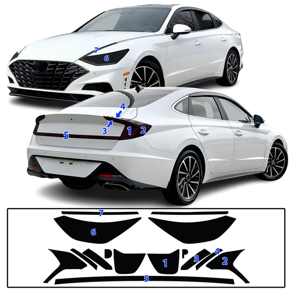 Full Headlight Taillight Precut Smoked PPF Tint Kit Film Overlay Fits Hyundai Sonata 2020-2023