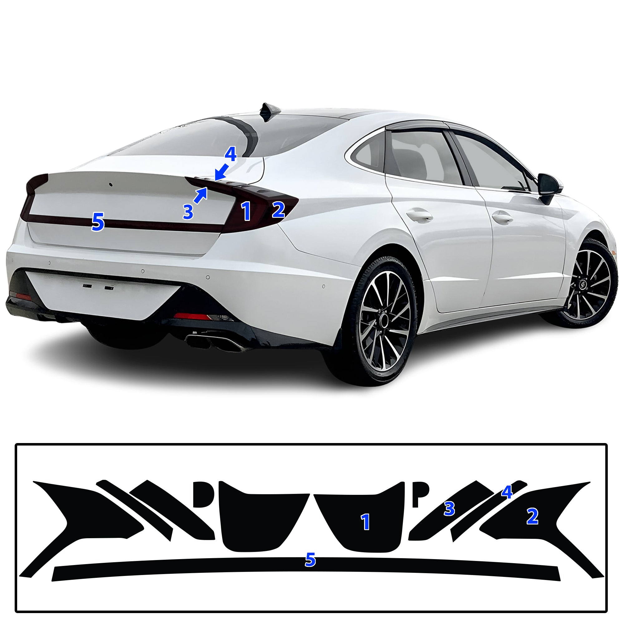 Hyundai Sonata 2020–2023 Dark Smoke Headlight & Taillight Tint Kit – Precut Vinyl Lens Overlays