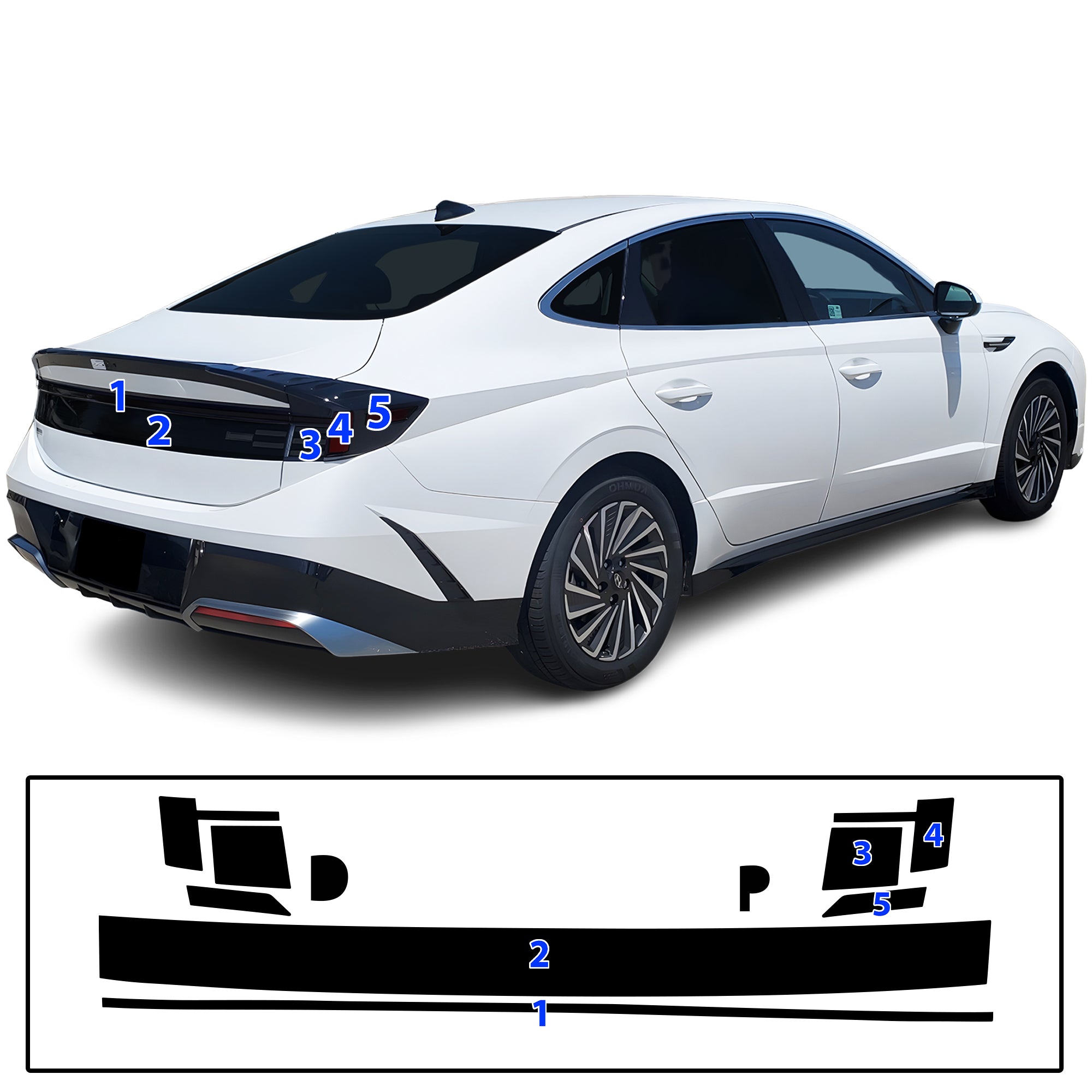 Hyundai Sonata 2024–2026 Dark Smoke Headlight & Taillight Tint Kit – Precut Vinyl Lens Overlays