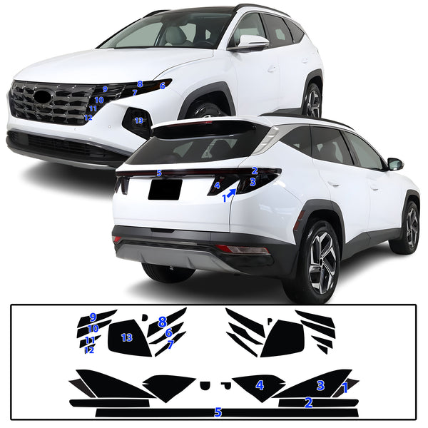 Full Headlight Taillight Precut Smoked PPF Tint Kit Film Overlay Fits Hyundai Tucson 2022-2024