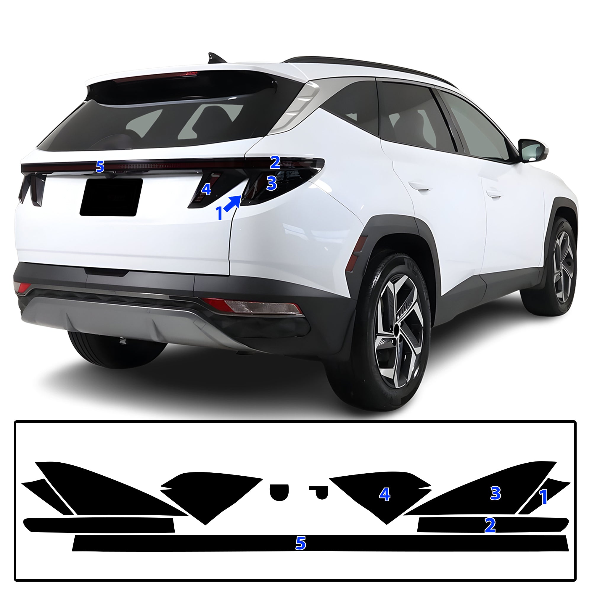 Hyundai Tucson 2022–2024 Dark Smoke Headlight & Taillight Tint Kit – Precut Vinyl Lens Overlays