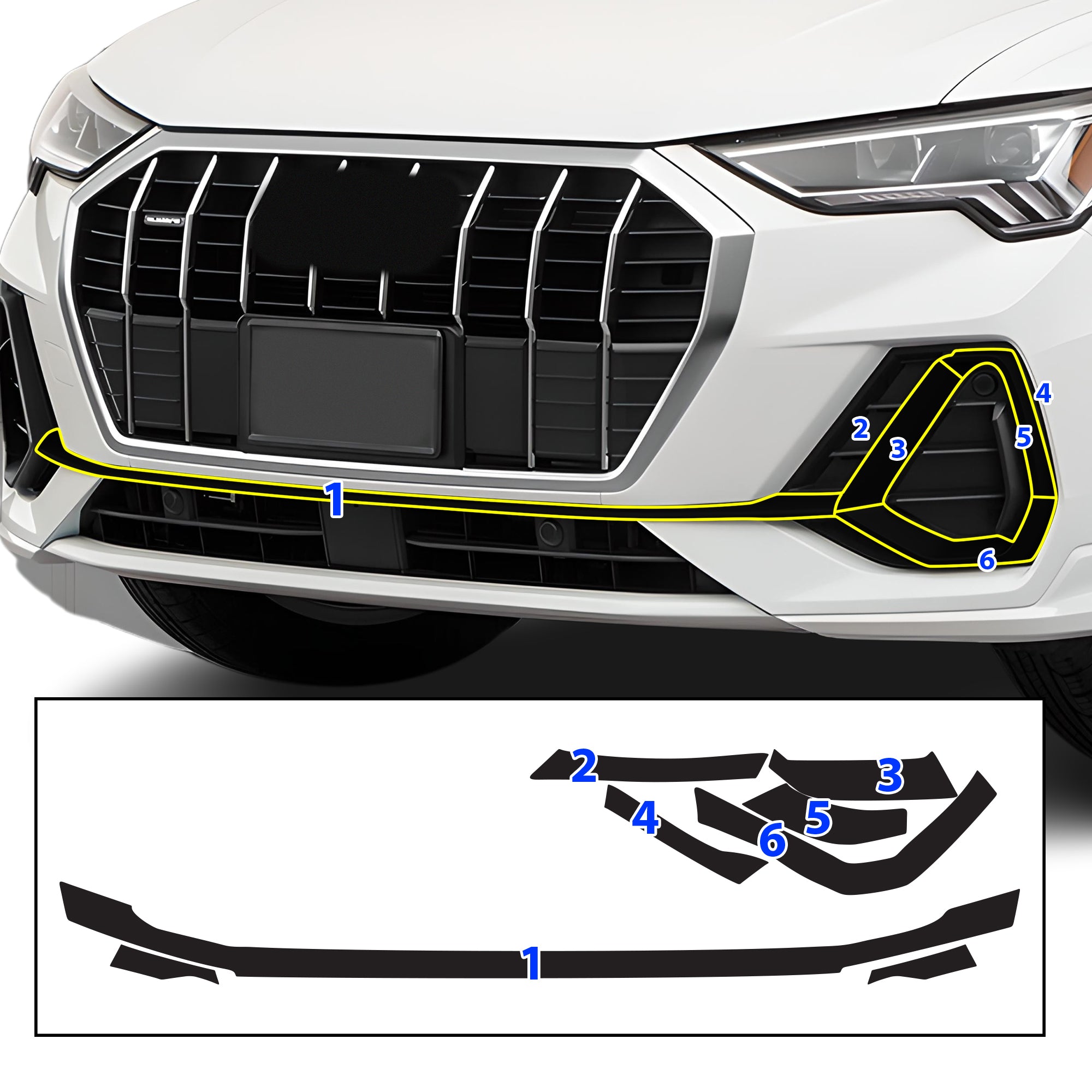 Vinyl Chrome Delete Blackout Decal Stickers Overlay Film Fits Audi Q3 2019 - 2025 - Bogar Tech Designs