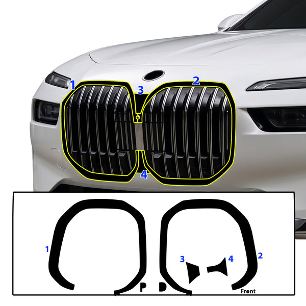 BMW 7 Series 2023-2026 Blackout Chrome Delete Kit – Precut Gloss Black Vinyl Overlays