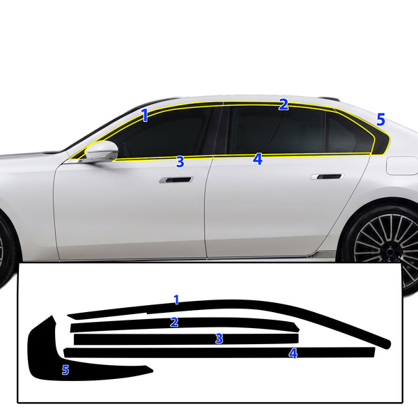 BMW 7 Series 2023-2026 Blackout Chrome Delete Kit – Precut Gloss Black Vinyl Overlays