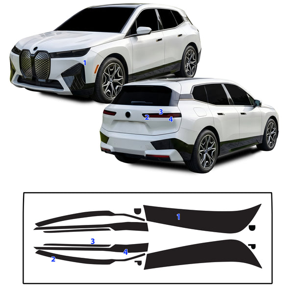BMW iX 2022–2026 Dark Smoke Headlight & Taillight Tint Kit – Precut Vinyl Lens Overlays
