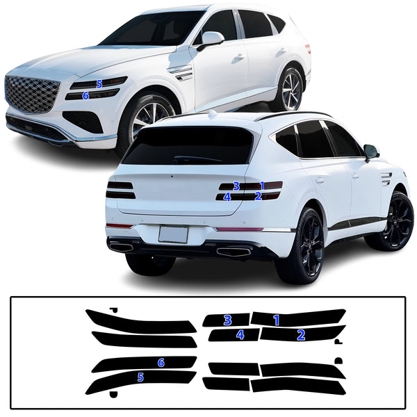 Genesis GV80 SUV 2021-2026 Dark Smoke Headlight & Taillight Tint Kit – Precut Vinyl Lens Overlays Film