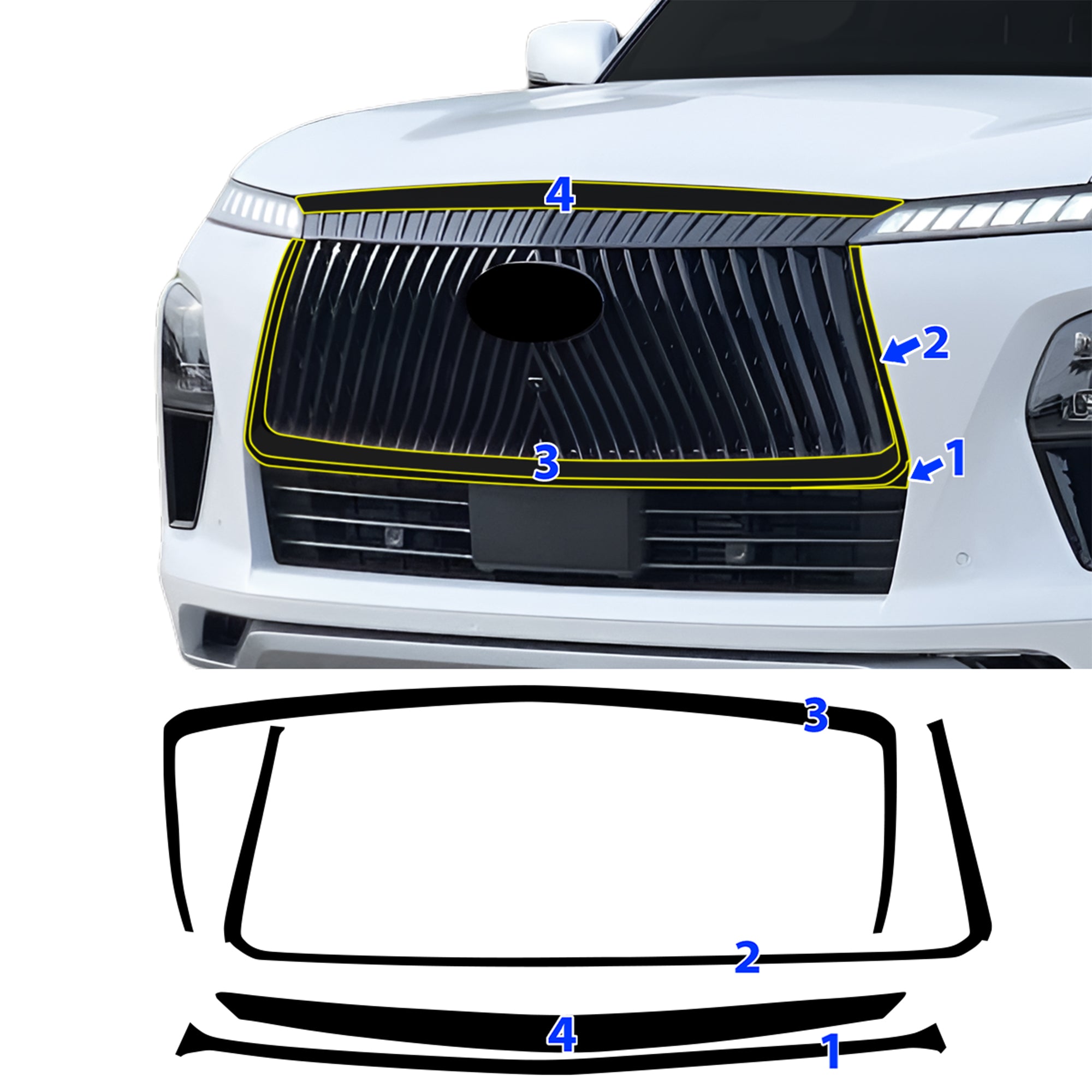 Fits Infiniti QX80 2025-2026 Blackout Chrome Delete Kit – Precut Gloss Black Vinyl Overlays Film