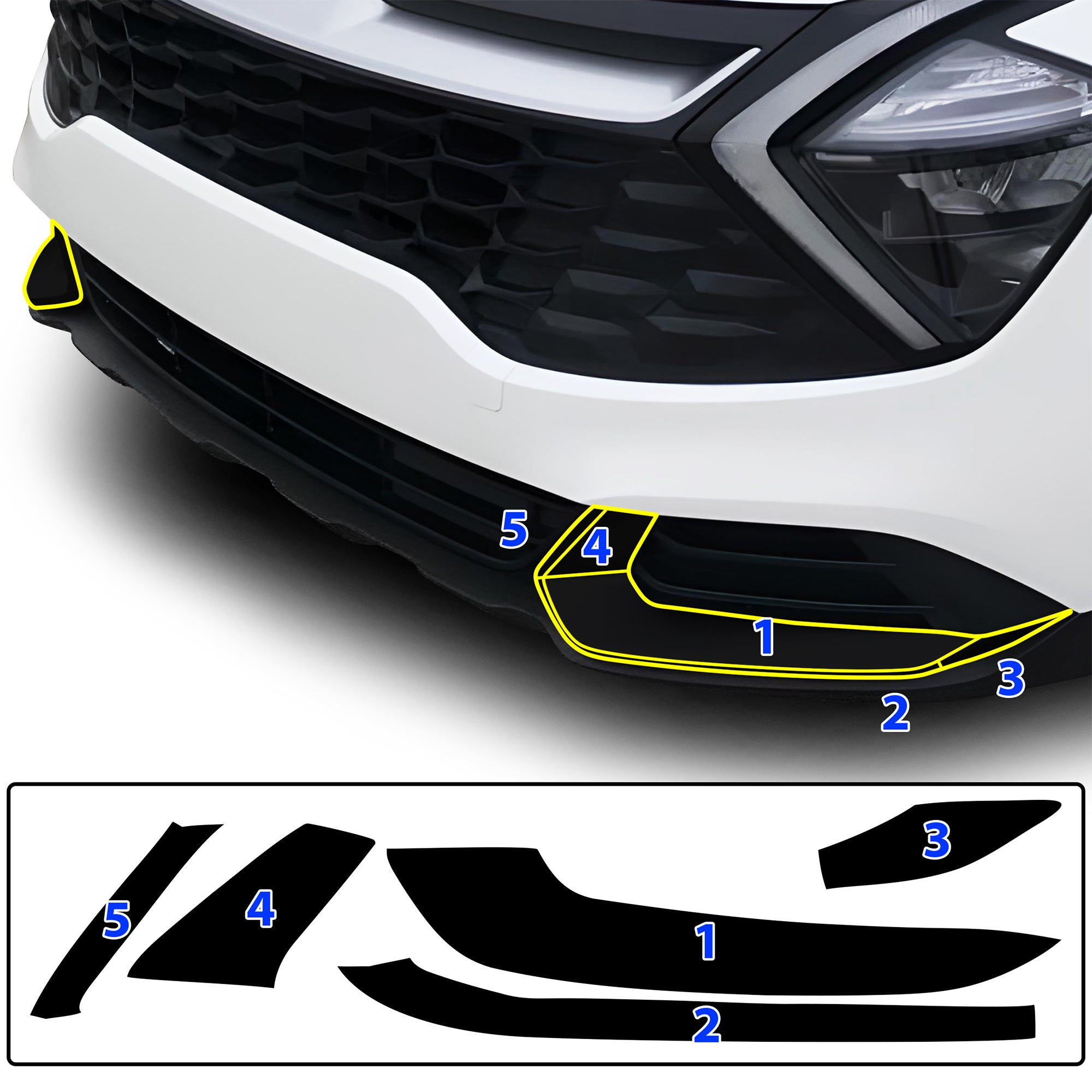 Vinyl Chrome Delete Wheel Sides Front Trim Blackout Decal Stickers Overlay Film Fits Kia Sportage 2023 - 2025 - Bogar Tech Designs