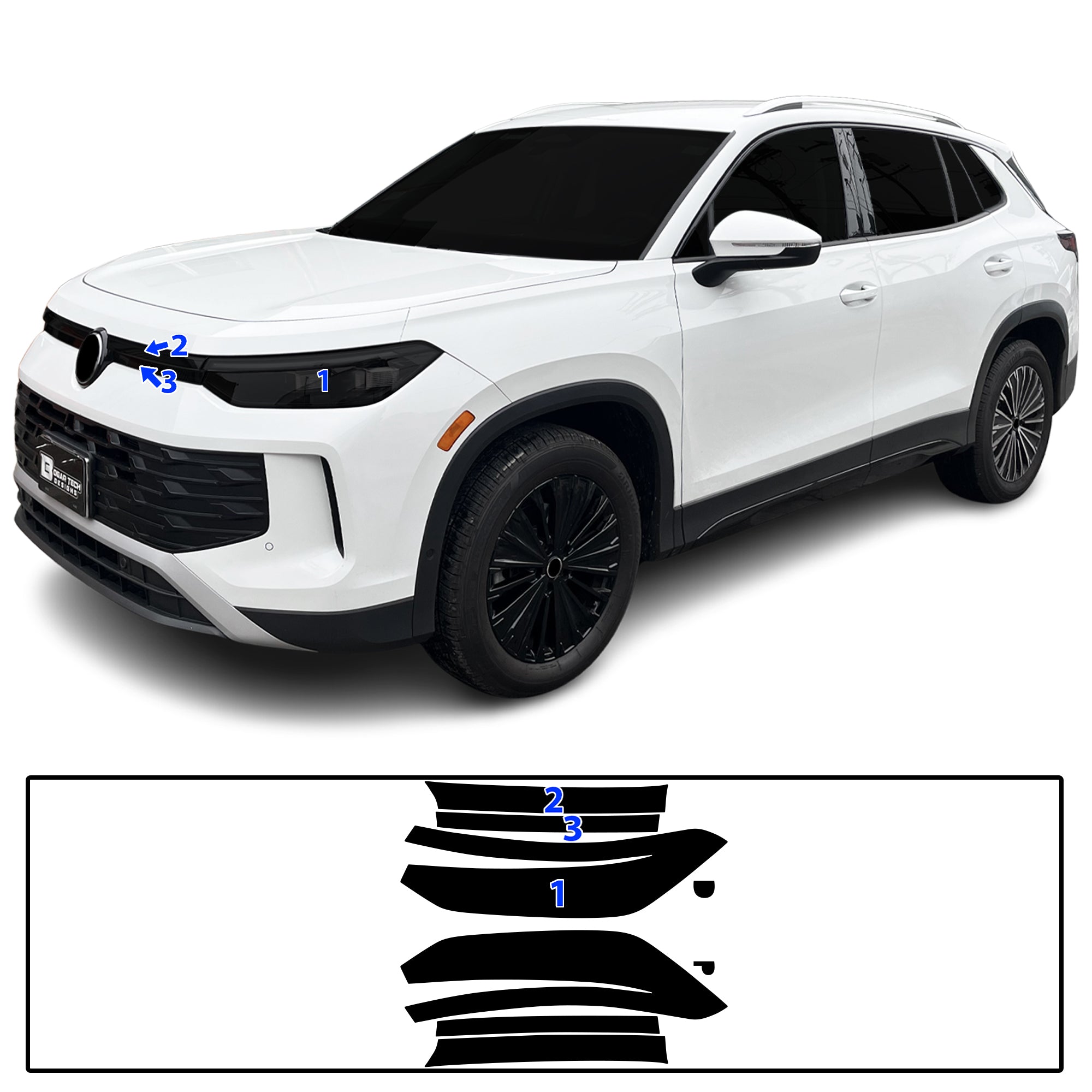 Volkswagen Tiguan 2025–2027 Dark Smoke Headlight & Taillight Tint Kit – Precut Vinyl Lens Overlays