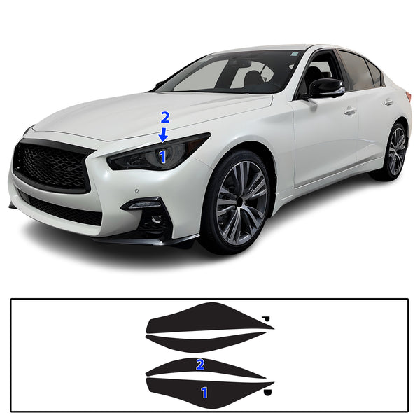 Full Headlight Taillight Precut Smoked PPF Tint Kit Film Overlay Fits Infiniti Q50 2018-2024