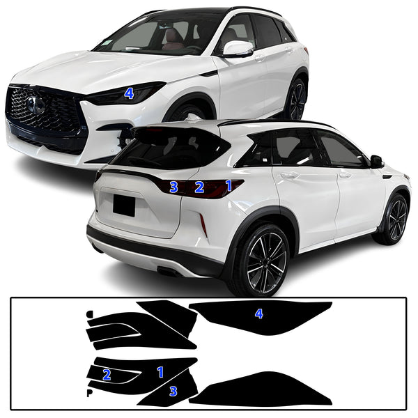 Full Headlight Taillight Precut Smoked PPF Tint Kit Film Overlay Fits Infiniti QX50 2019-2025