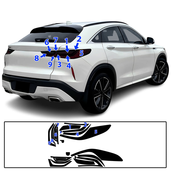 Full Headlight Taillight Precut Smoked PPF Tint Kit Film Overlay Fits Infiniti QX55 2022-2024