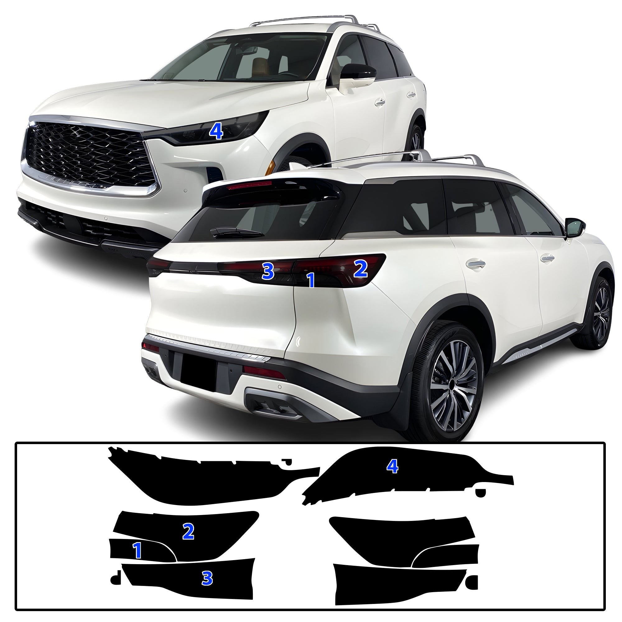 Infiniti QX60 2022–2026 Dark Smoke Headlight & Taillight Tint Kit – Precut Vinyl Lens Overlays