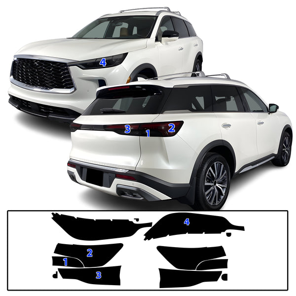 Full Headlight Taillight Precut Smoked PPF Tint Kit Film Overlay Fits Infiniti QX60 2022-2026