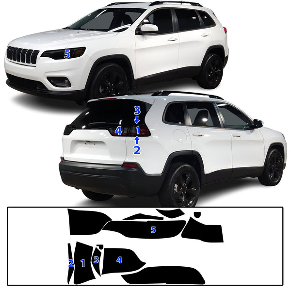 Full Headlight Taillight Precut Smoked PPF Tint Kit Film Overlay Fits Jeep Cherokee 2019-2023