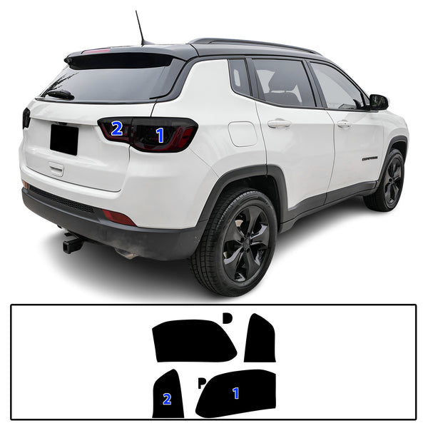 Full Headlight Taillight Precut Smoked PPF Tint Kit Film Overlay Fits Jeep Compass 2018-2025