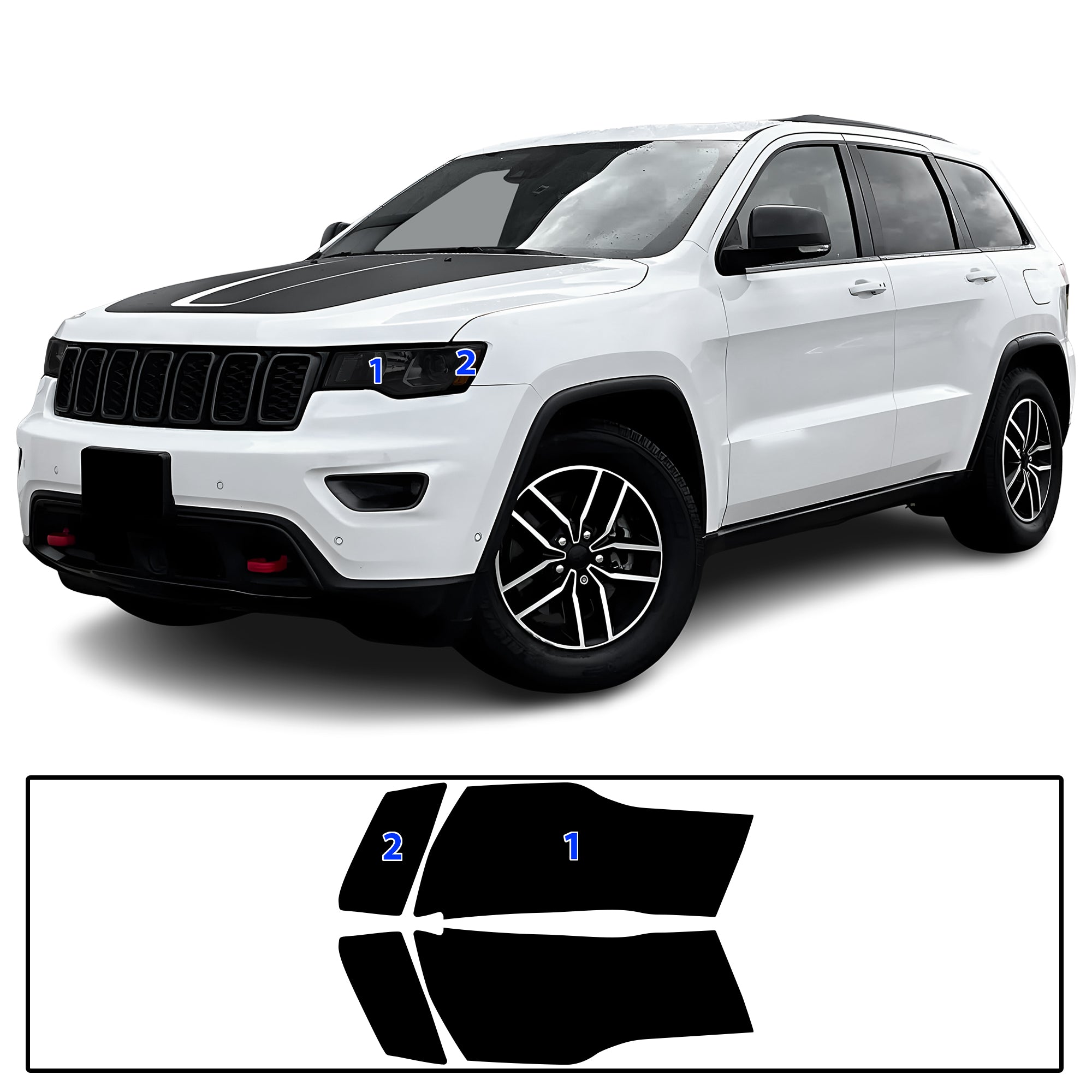 Jeep Grand Cherokee 2014–2021 Dark Smoke Headlight & Taillight Tint Kit – Precut Vinyl Lens Overlays