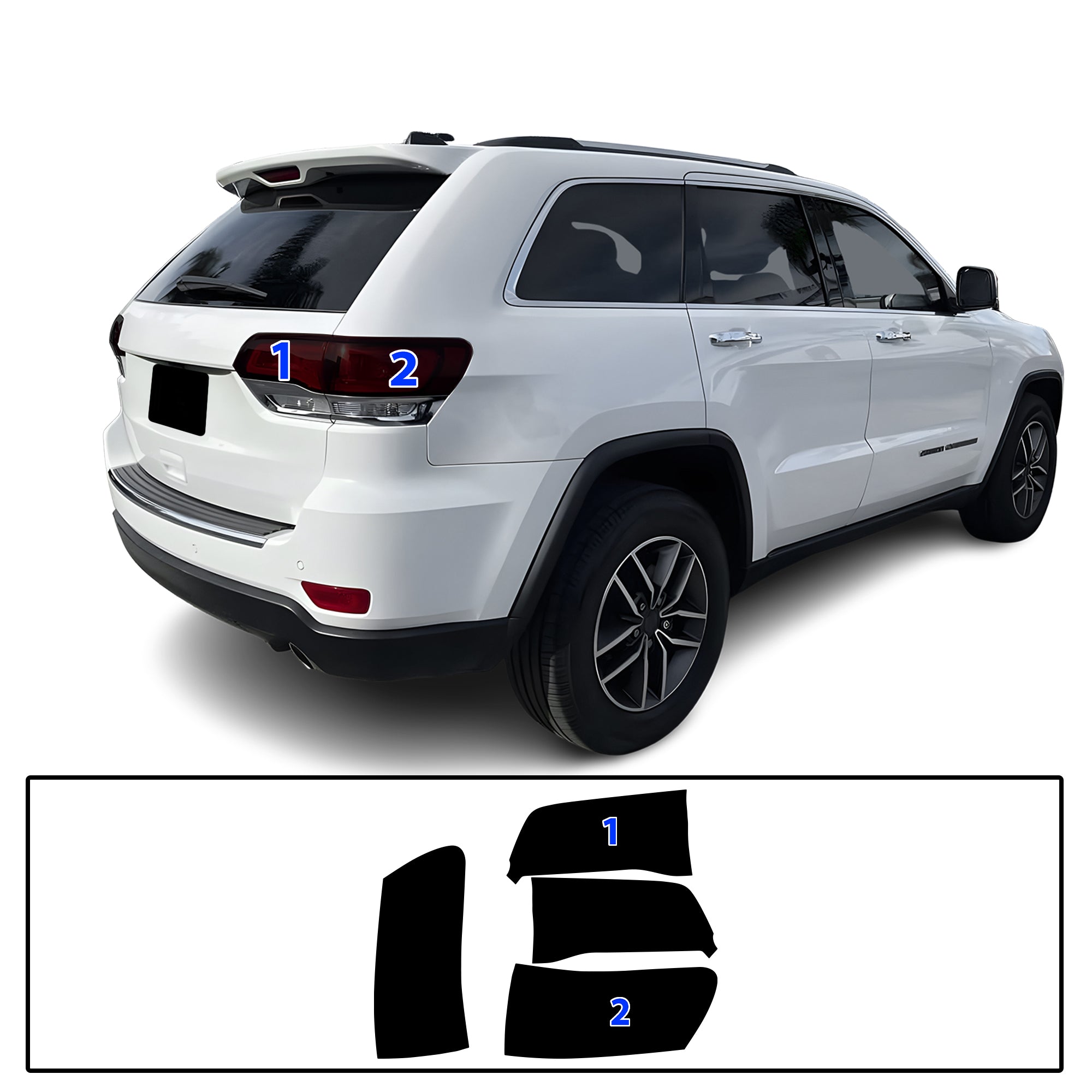 Jeep Grand Cherokee 2014–2021 Dark Smoke Headlight & Taillight Tint Kit – Precut Vinyl Lens Overlays