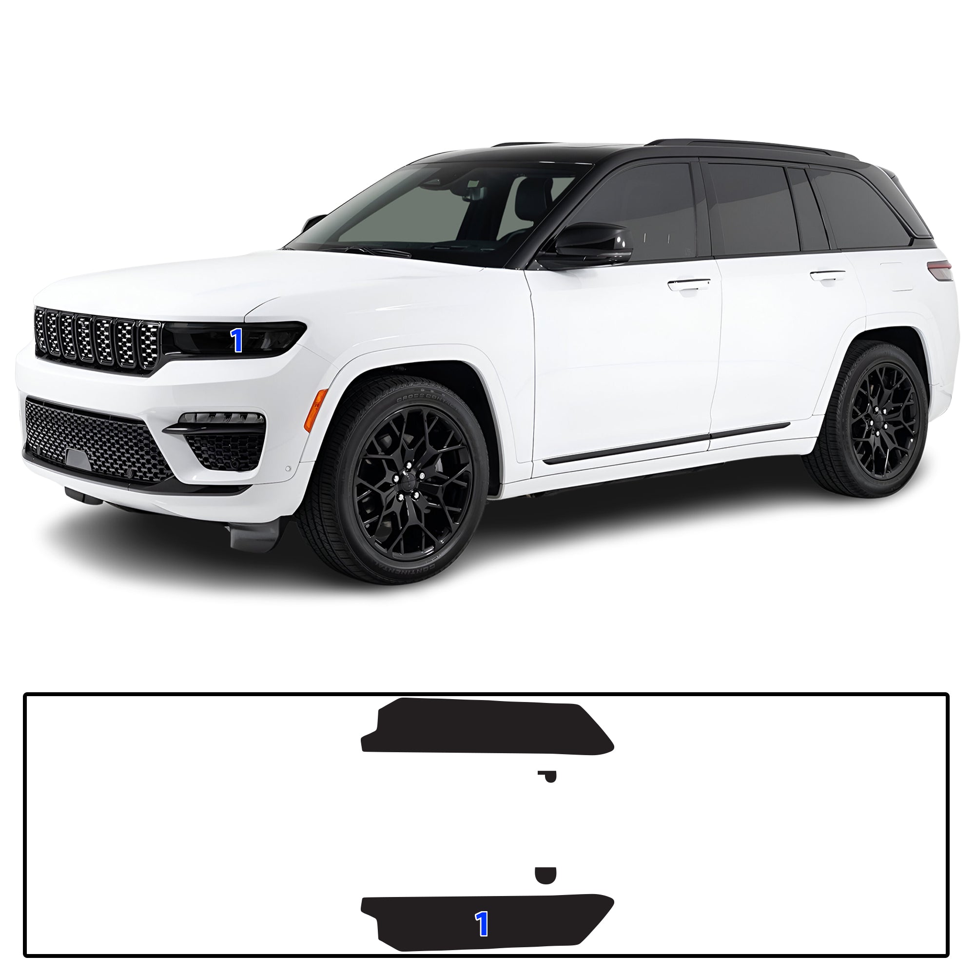 Jeep Grand Cherokee 2022–2026 Dark Smoke Headlight & Taillight Tint Kit – Precut Vinyl Lens Overlays