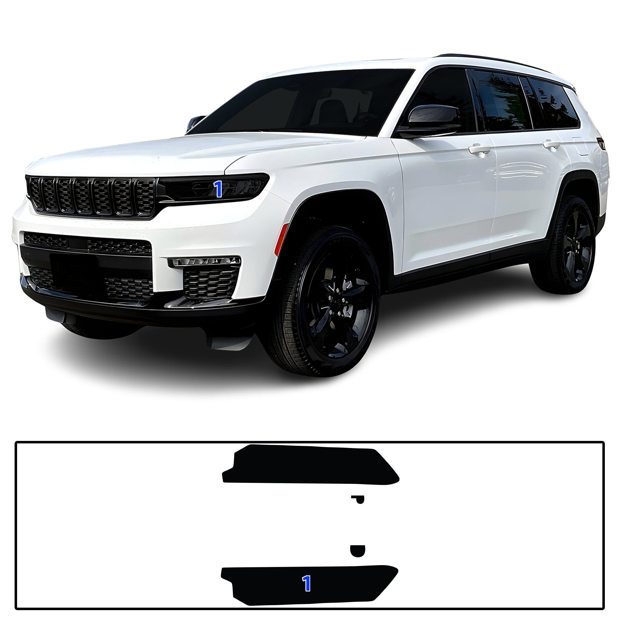 Jeep Grand Cherokee L 2021–2026 Dark Smoke Headlight & Taillight Tint Kit – Precut Vinyl Lens Overlays