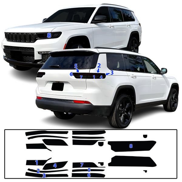 Headlight Taillight Precut Smoked PPF Tint Kit Film Overlay Fits Jeep Grand Cherokee L 2021-2025