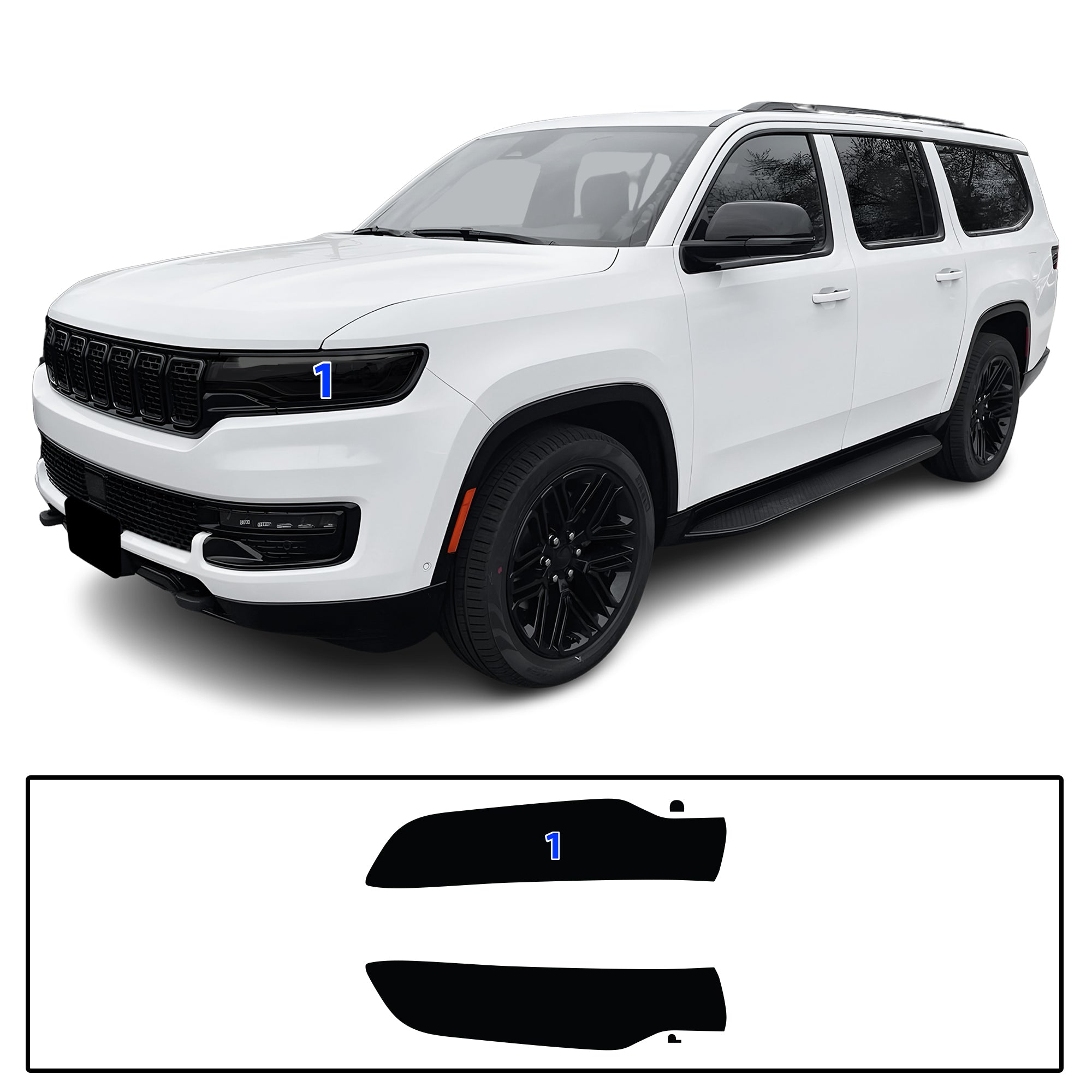 Jeep Wagoneer 2020–2025 Dark Smoke Headlight & Taillight Tint Kit – Precut Vinyl Lens Overlays