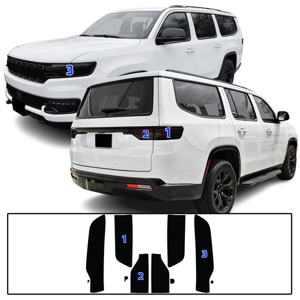 Full Headlight Taillight Precut Smoked PPF Tint Kit Overlay Film Fits Jeep Wagoneer 2020-2025