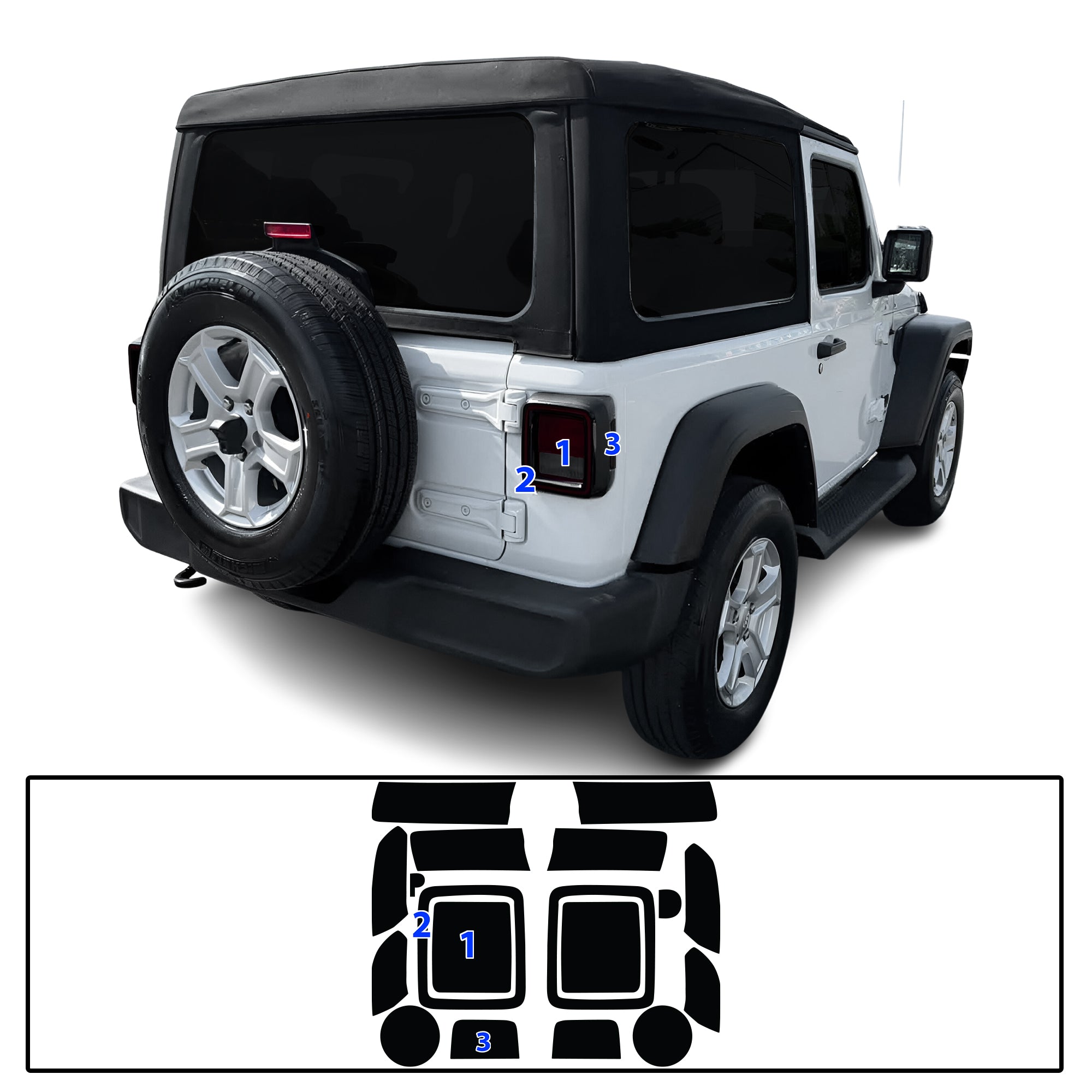 Jeep Wrangler JL 2018–2026 Dark Smoke Headlight & Taillight Tint Kit – Precut Vinyl Lens Overlays