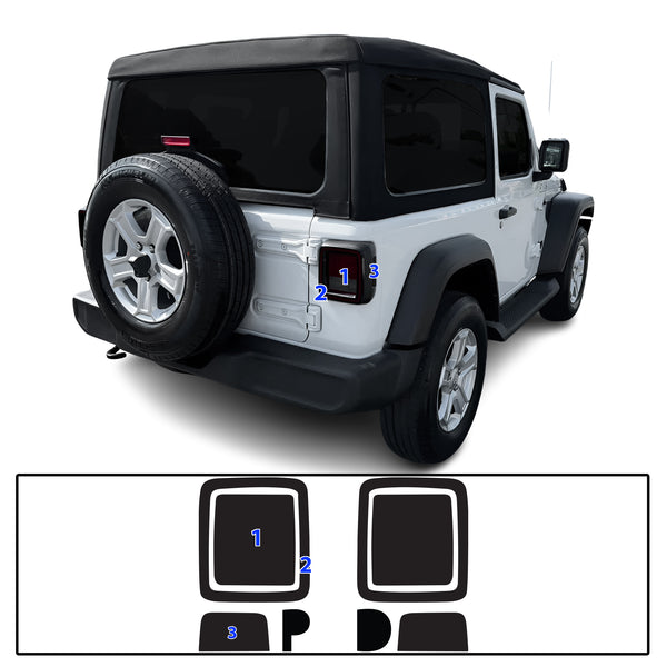 Amber Delete Taillight Precut Smoked PPF Tint Kit Film Overlay Fits Jeep Wrangler JL 2018-2025