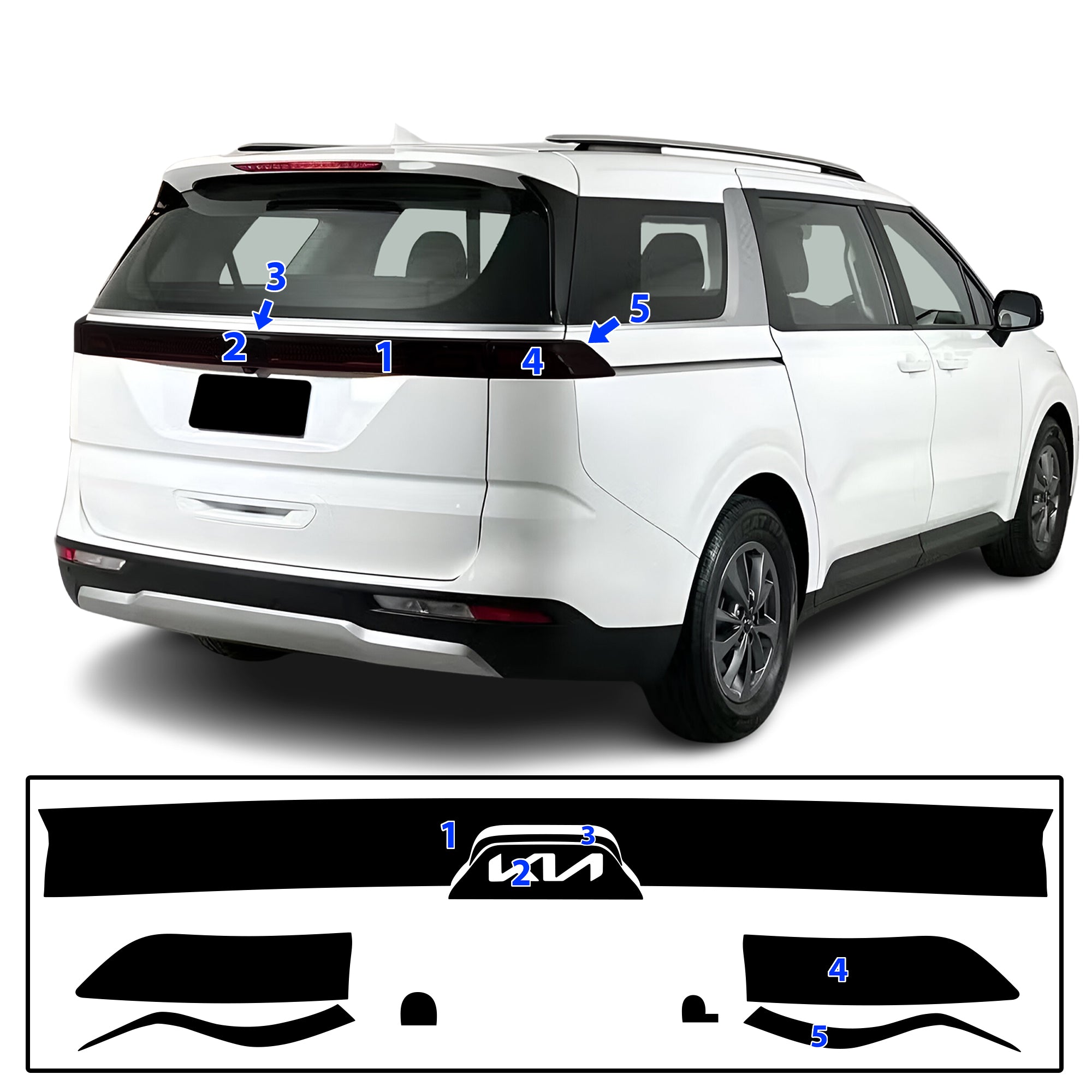 KIA Carnival 2022–2024 Dark Smoke Headlight & Taillight Tint Kit – Precut Vinyl Lens Overlays