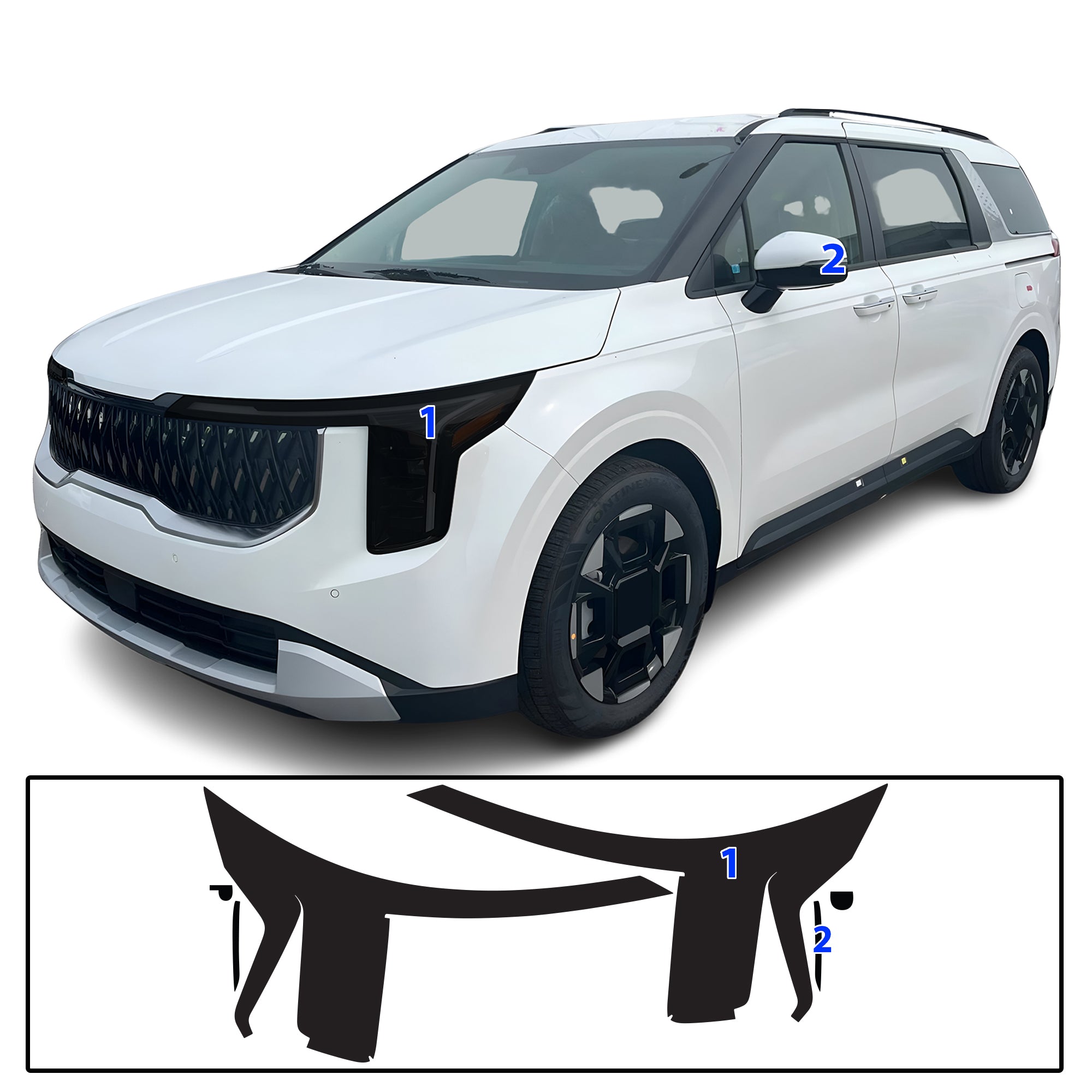 KIA Carnival 2025–2026 Dark Smoke Headlight & Taillight Tint Kit – Precut Vinyl Lens Overlays
