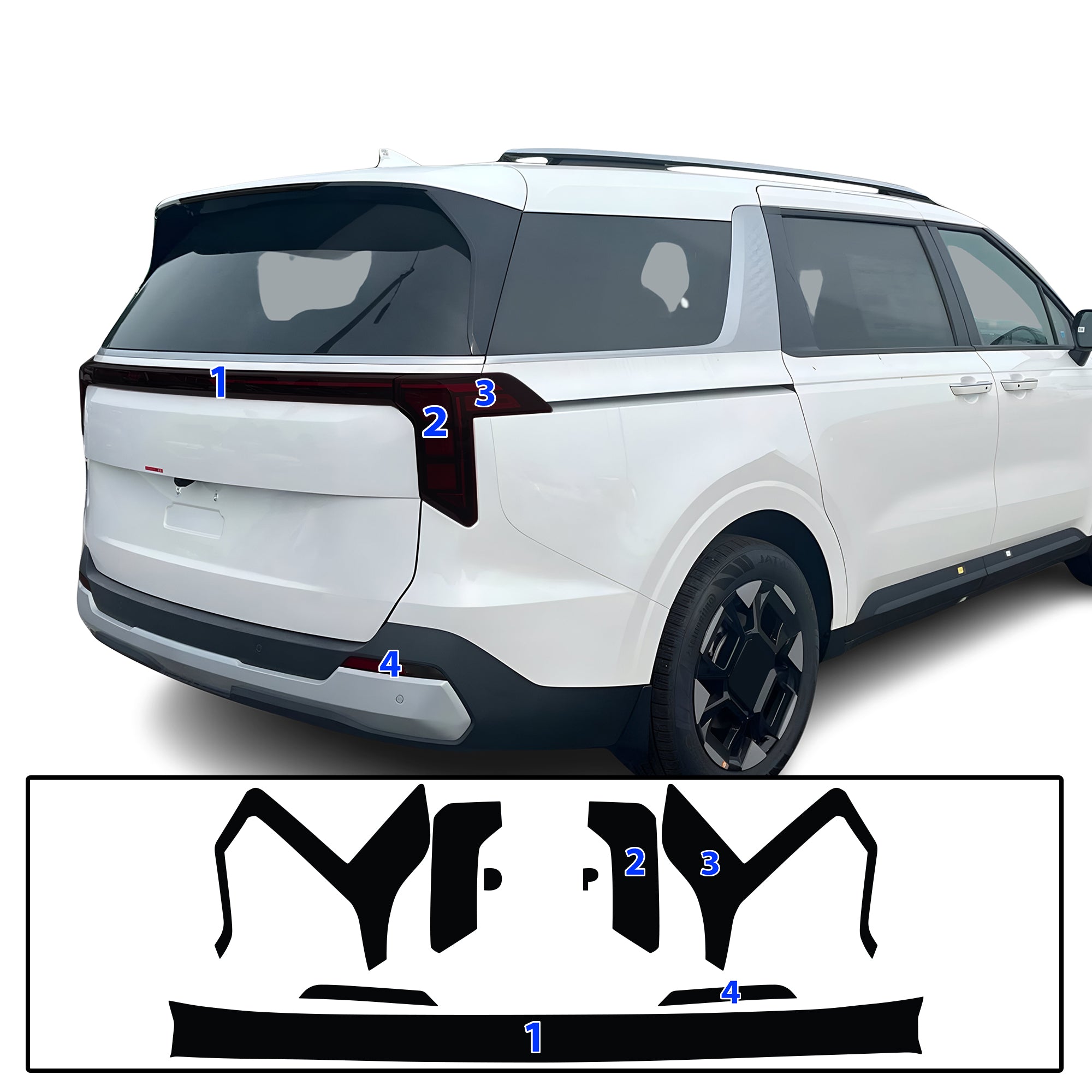 KIA Carnival 2025–2026 Dark Smoke Headlight & Taillight Tint Kit – Precut Vinyl Lens Overlays