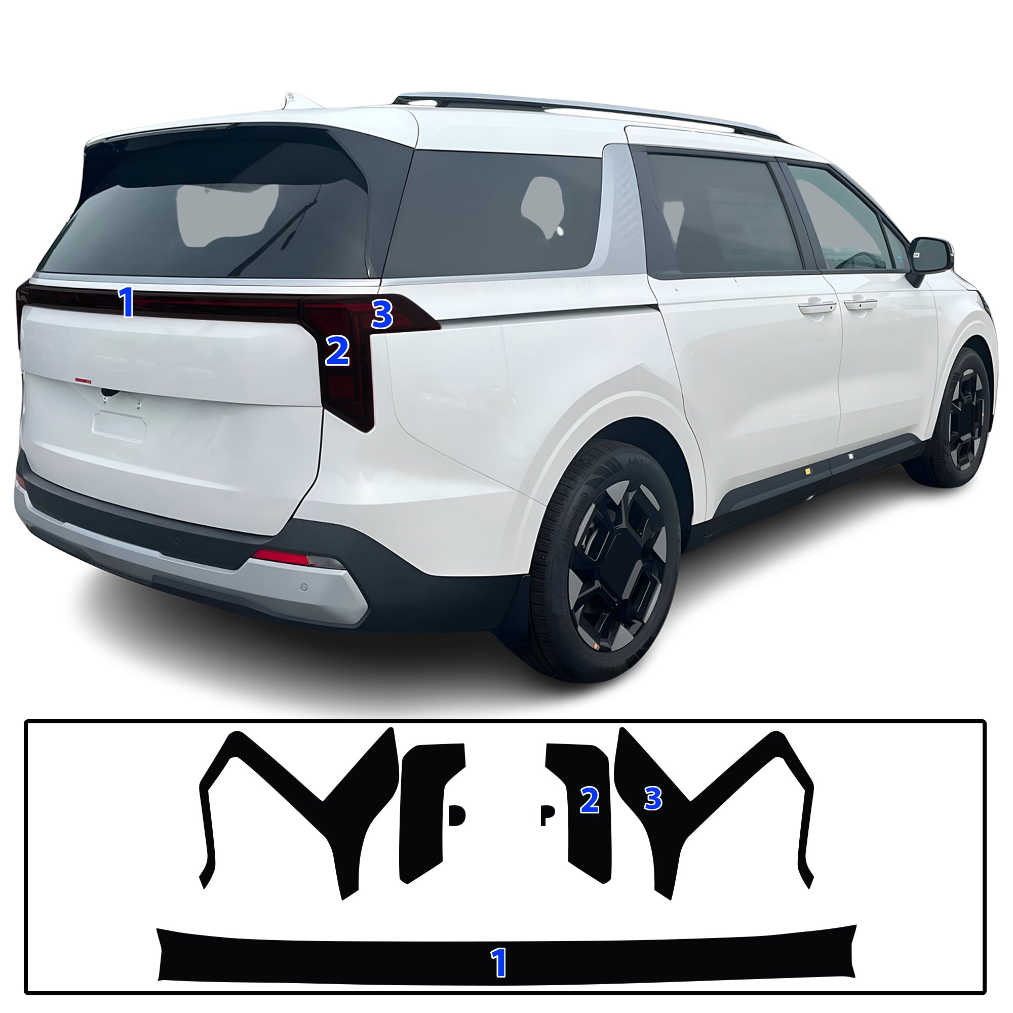 KIA Carnival 2025–2026 Dark Smoke Headlight & Taillight Tint Kit – Precut Vinyl Lens Overlays